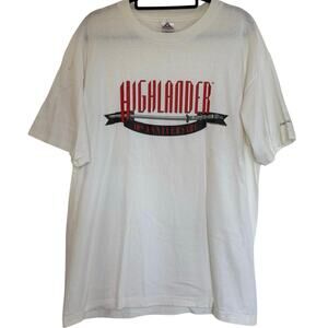 Vintage 90s Highlander 10th Anniversary 1996 TV Single Stitch White Shirt XL
